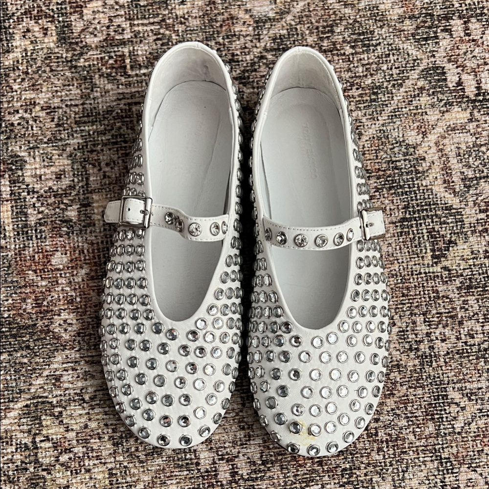 Tony Bianco White Studded Flats